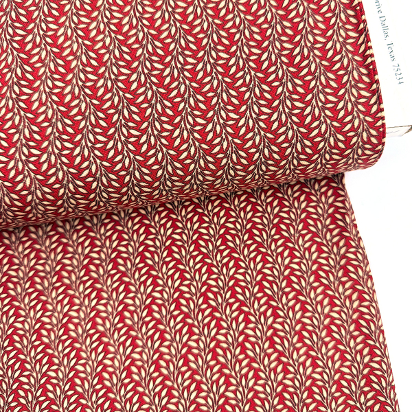Baumwolle ST10215 Webware unelastisch bordeaux rot creme Blätterranken Streifen Vive la France von French General MODA Detailansicht